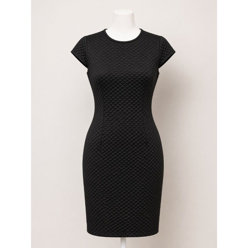 B Darlin Black Quilted Bodycon Dress Size 4 EUC